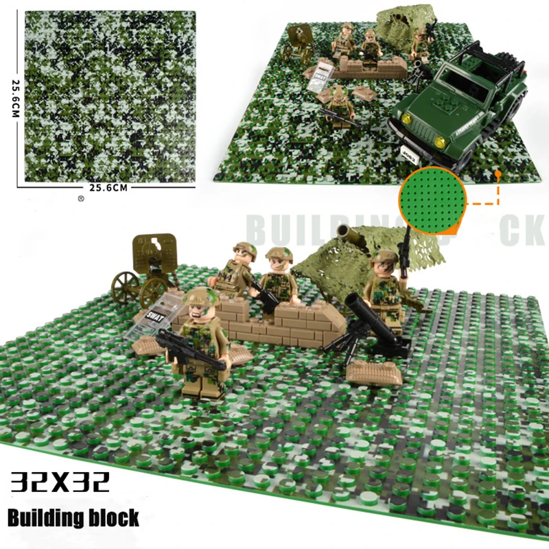 32*32 Dots Military camouflage series baseplate River Grass Jungle Island Scene Building Blocks Parts baseplate Toy for Children
32*32 Dots Military camouflage series baseplate River Grass Jungle Island Scene Building Blocks Parts baseplate Toy for Children