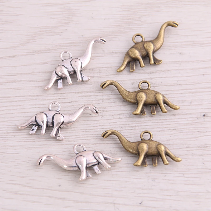 

SWEET BELL 40PCS 14*27mm New Product Two Color Dinosaur Charms Animal Pendant Jewelry Metal Alloy Jewelry Marking