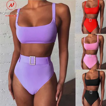 Beach Style Women Summer Swim Two Piece Bikini Set Bandage Decor Sling Sleeveless Backless Solid Short Top+High Waist Briefs
Beach Style Women Summer Swim Two Piece Bikini Set Bandage Decor Sling Sleeveless Backless Solid Short Top+High Waist Briefs