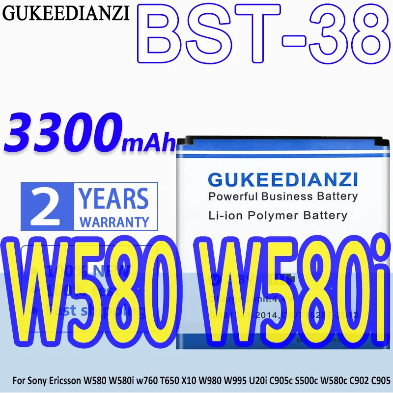 BST-38 3300mAh перезаряжаемый аккумулятор для Sony Ericsson W580 W580i w760 T650 X10 W980 W995 U20i C905c S500c W580c