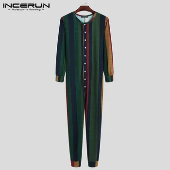 Fitness Button Nightgown INCERUN Men Pajamas Jumpsuits Leisure Striped Onesies Homewear Long Sleeve V Neck Rompers Sleepwear 5XL
Fitness Button Nightgown INCERUN Men Pajamas Jumpsuits Leisure Striped Onesies Homewear Long Sleeve V Neck Rompers Sleepwear 5XL