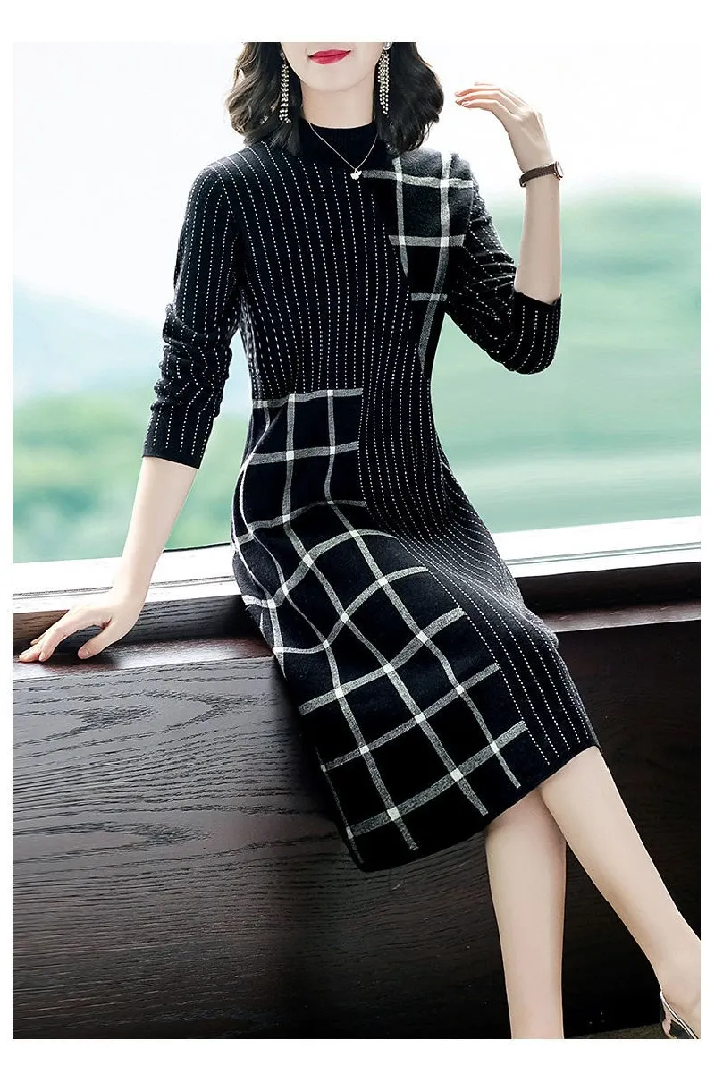 Bottom Plaid Dress Autumn Winter Long Section Simple Versatile Fashion Knitted Korean Version Of High-end Slim Stitching Skirt
Bottom Plaid Dress Autumn Winter Long Section Simple Versatile Fashion Knitted Korean Version Of High-end Slim Stitching Skirt
