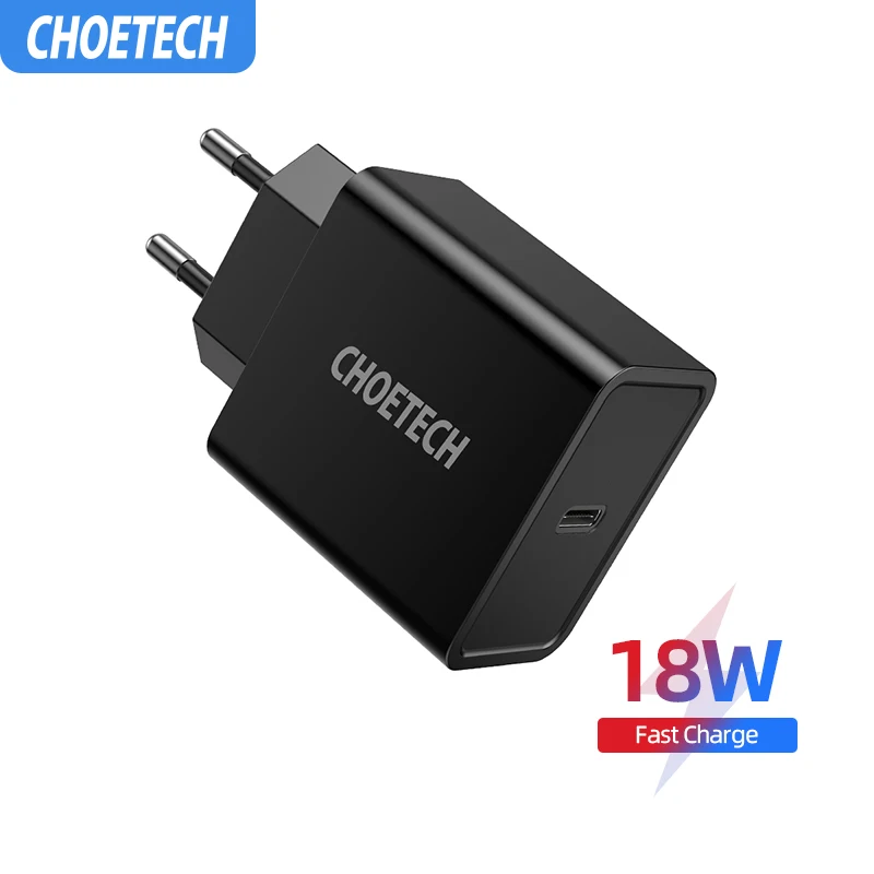 

CHOETECH 18W USB Type C Fast charger USB portable Charging Mobile Phone Charger for iPhone X Xs Xr 8 Xiaomi Phone PD Charger