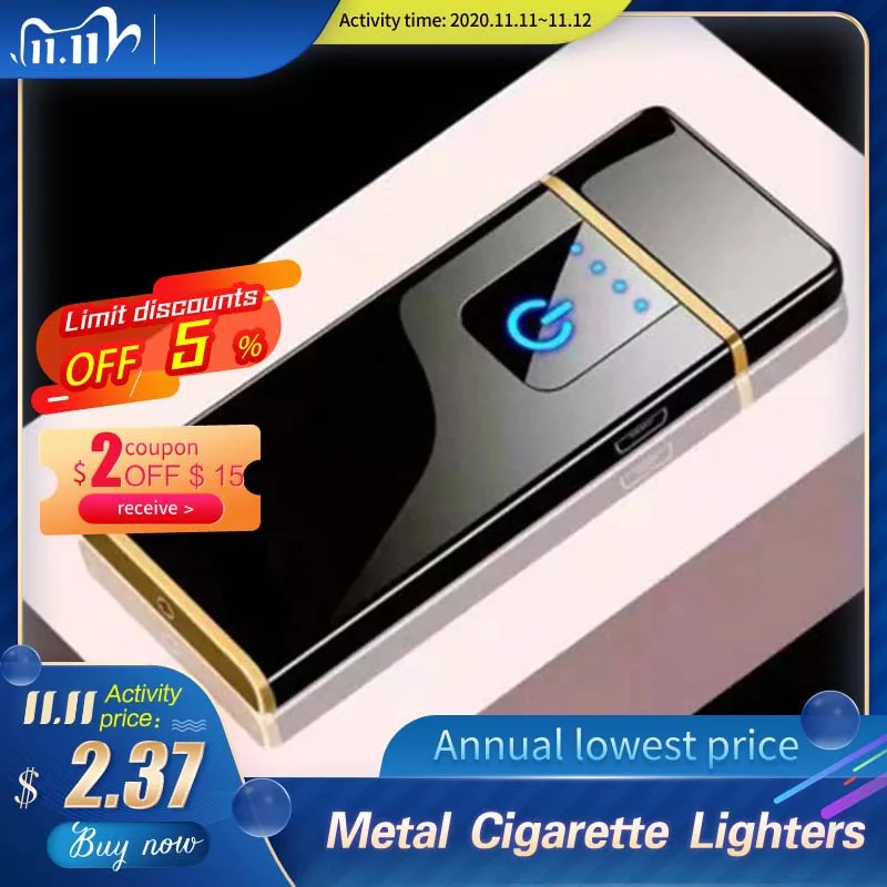 USB Lighter Touch Induction Ultra-Thin Mini Charging Lighter Windproof Creative Rechargeable Electronic Metal Cigarette Lighters
USB Lighter Touch Induction Ultra-Thin Mini Charging Lighter Windproof Creative Rechargeable Electronic Metal Cigarette Lighters