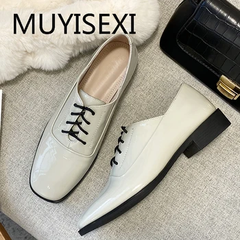 British style sexy luxury genuine leather covered 2.5cm low heel lace up square toe vintage party dating shoe AM35 MUYISEXI 
British style sexy luxury genuine leather covered 2.5cm low heel lace up square toe vintage party dating shoe AM35 MUYISEXI