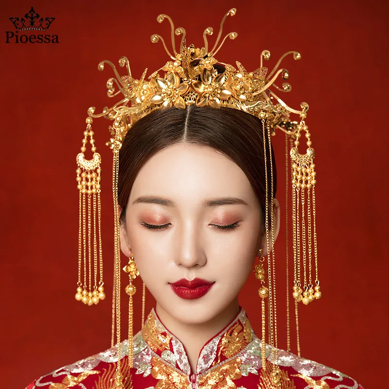 Pioessa New Chinese style long tassel butterfly Bride Tiara With Earrings ceremony Vintage Phoenix Coronet hair Jewelry women
Pioessa New Chinese style long tassel butterfly Bride Tiara With Earrings ceremony Vintage Phoenix Coronet hair Jewelry women