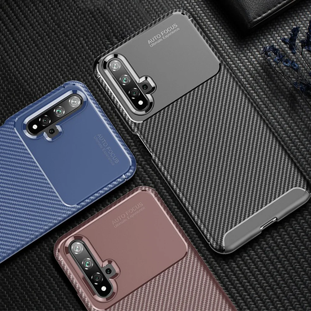 Чехол для Huawei Nova 5 T роскошный чехол из углеродного волокна с защитой от падения
