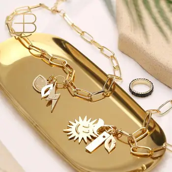 2020 New Cute Gold Color Chunky Chain Smile Sun lightning Eye Lip Star Charms Sweater Necklaces For Women Gold Necklace
2020 New Cute Gold Color Chunky Chain Smile Sun lightning Eye Lip Star Charms Sweater Necklaces For Women Gold Necklace