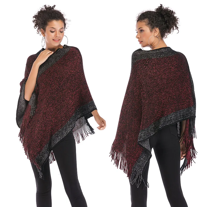 Spring/Autumn Clothes Women Long Sleeve Color Block Fringe Shawl Batwing Tassel Patchwork Sweaters
Spring/Autumn Clothes Women Long Sleeve Color Block Fringe Shawl Batwing Tassel Patchwork Sweaters