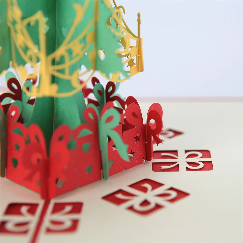 3d christmas tree gifts greeting card postcard merry xmas pop up