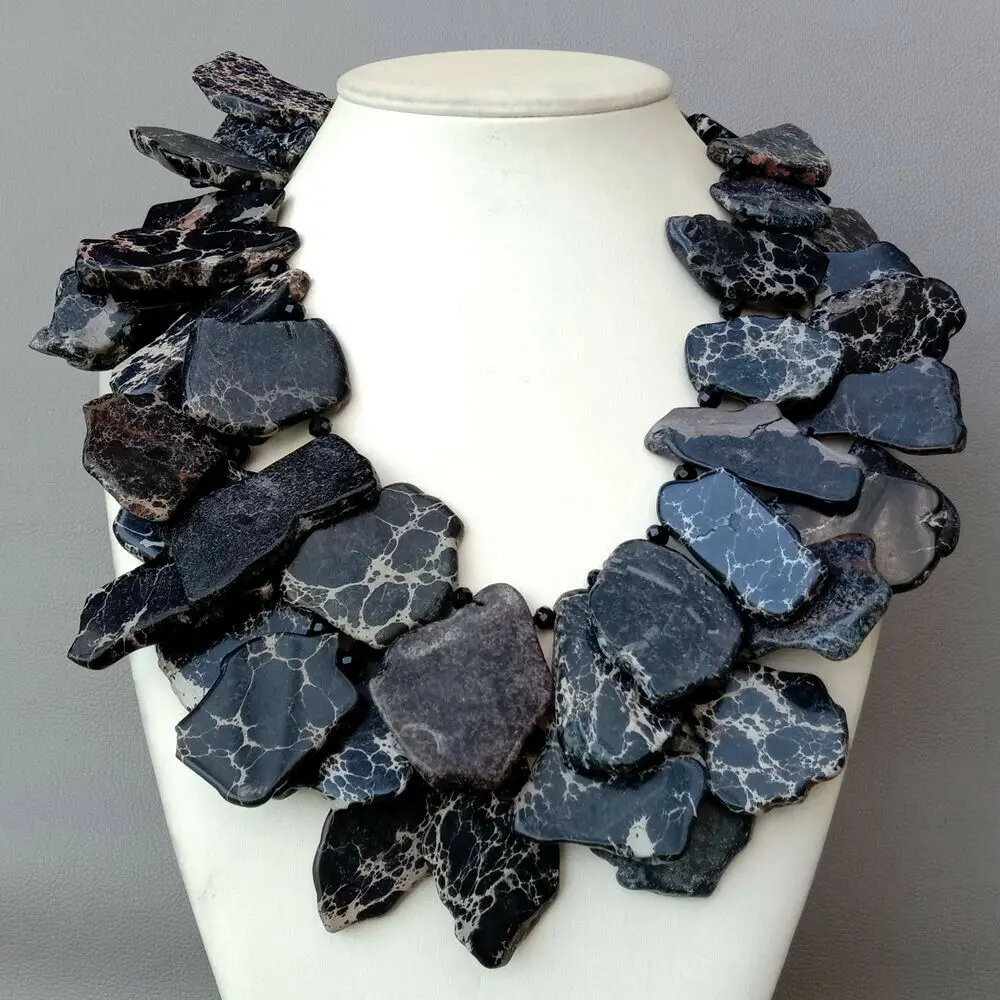 20" 2 Strands Black Sea Sediment Gems Stone Statement Necklace
20" 2 Strands Black Sea Sediment Gems Stone Statement Necklace