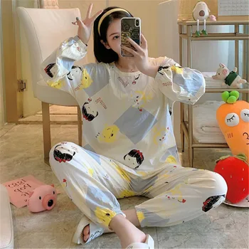 Alien Kitty Chic Women Sweet Pajamas Suits 2020 New Fashion Sleepwear Loose Long Sleeve Autumn Cherry Print Tops Pants Homewear
Alien Kitty Chic Women Sweet Pajamas Suits 2020 New Fashion Sleepwear Loose Long Sleeve Autumn Cherry Print Tops Pants Homewear