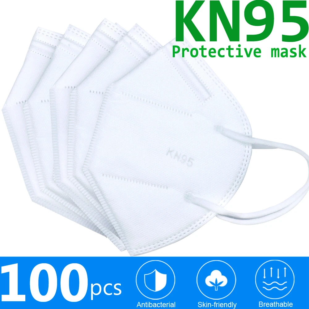 

100Pcs KN95 Dust Mask Safety Respirator Mask FFP2 Face Masks Mouth Dustproof Protective KN95 Fast Shipping Mascarilla Fast-ship