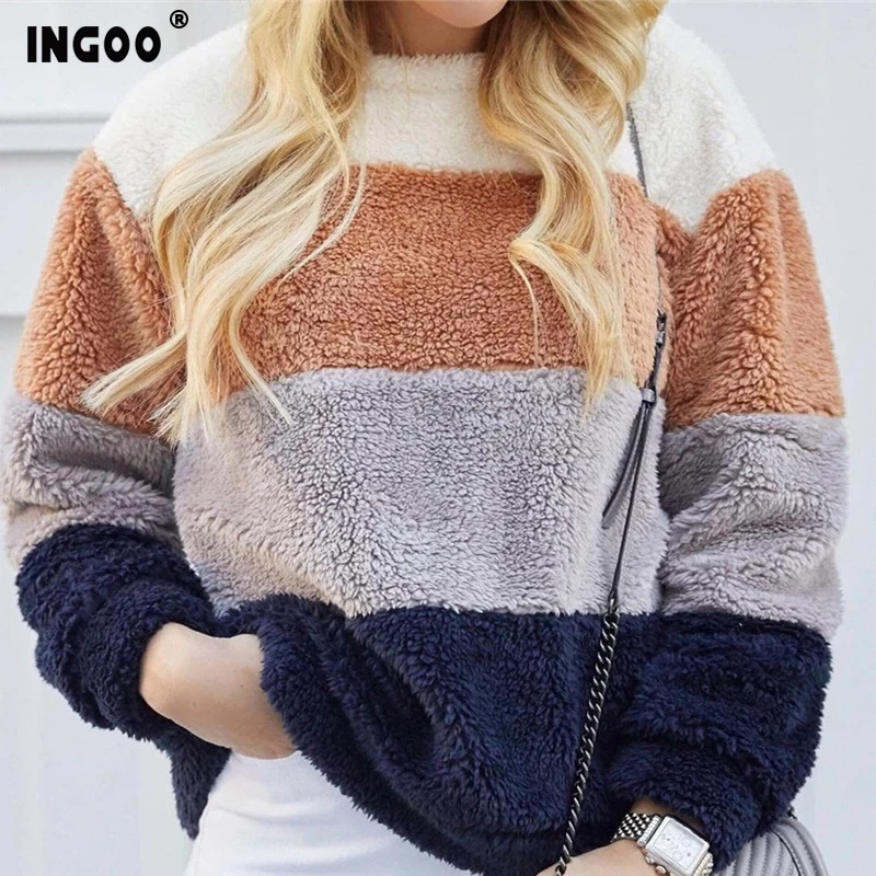 INGOO Autumn Wool Colour Stripe Pullover Sweaters Women Winter Casual Warm O Neck Long Sleeve Patchwork Loose Sweater Female
INGOO Autumn Wool Colour Stripe Pullover Sweaters Women Winter Casual Warm O Neck Long Sleeve Patchwork Loose Sweater Female