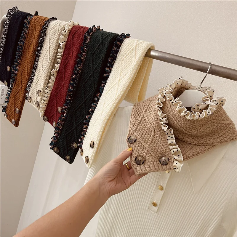 Женский съемный воротник, шарф, новинка для женщин, осень и зима, однотонные вязаные рандомные маленькие шарфы с цветочными оборками
Женский съемный воротник, шарф, новинка для женщин, осень и зима, однотонные вязаные рандомные маленькие шарфы с цветочными оборками