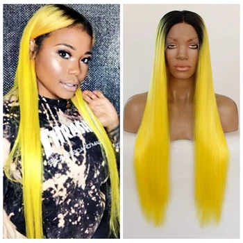 Lace Front Synthetic Hair Wigs MHAZEL Ombre Yellow Color Natural Straight Middle Part Lace Front Long Synthetic Wigs For Women
Lace Front Synthetic Hair Wigs MHAZEL Ombre Yellow Color Natural Straight Middle Part Lace Front Long Synthetic Wigs For Women