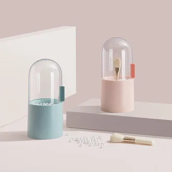 Makeup Brushes Display Stand Storage Cube Dustproof Box Organizer Container with Plastic Pearl with Clear Lid