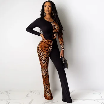 Long Sleeve Jumpsuit Women's Leopard Print Colorblock Round Neck Slim Waist Slim Flare Pants Casual Overalls for Women
Long Sleeve Jumpsuit Women's Leopard Print Colorblock Round Neck Slim Waist Slim Flare Pants Casual Overalls for Women