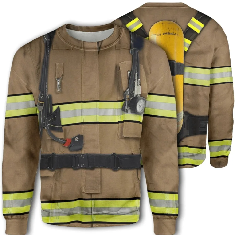 

Firefighter Uniform 3D All Over Printed Sweatshirt For Men/Women Harajuku Cosplay costume Long sleeve sweatshirt Casual Pullover