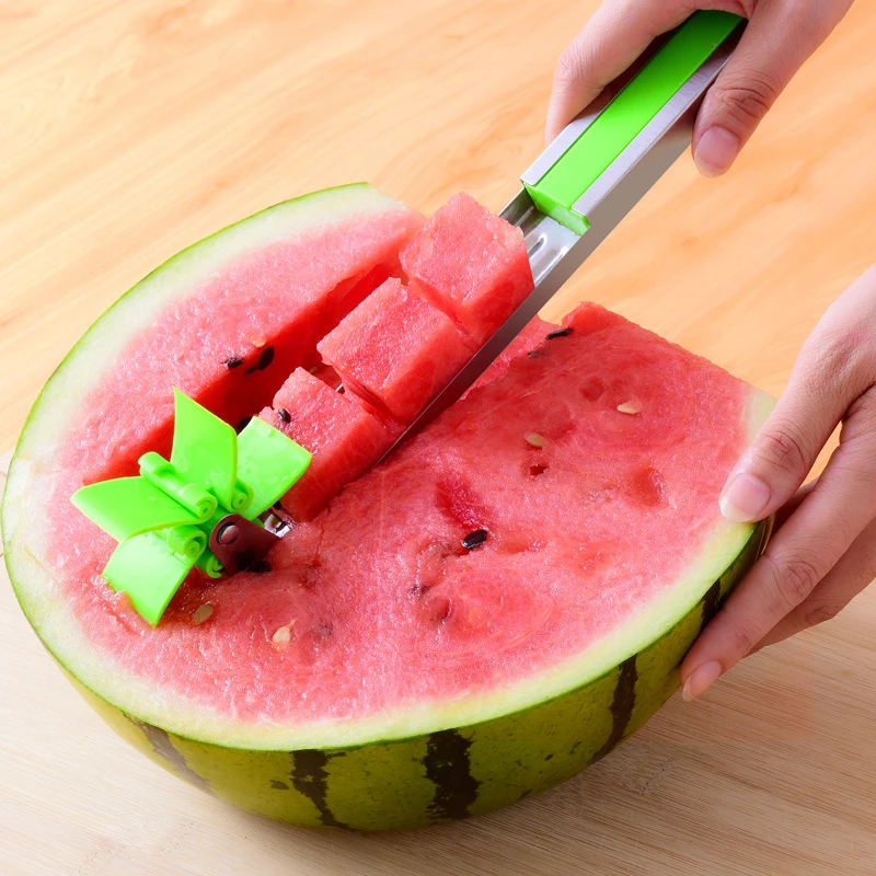 Fruit Watermelon Slicer Cutter Tongs Corer Melon Stainless Steel Tools Cut Refreshing Cubes Kitchen | Дом и сад