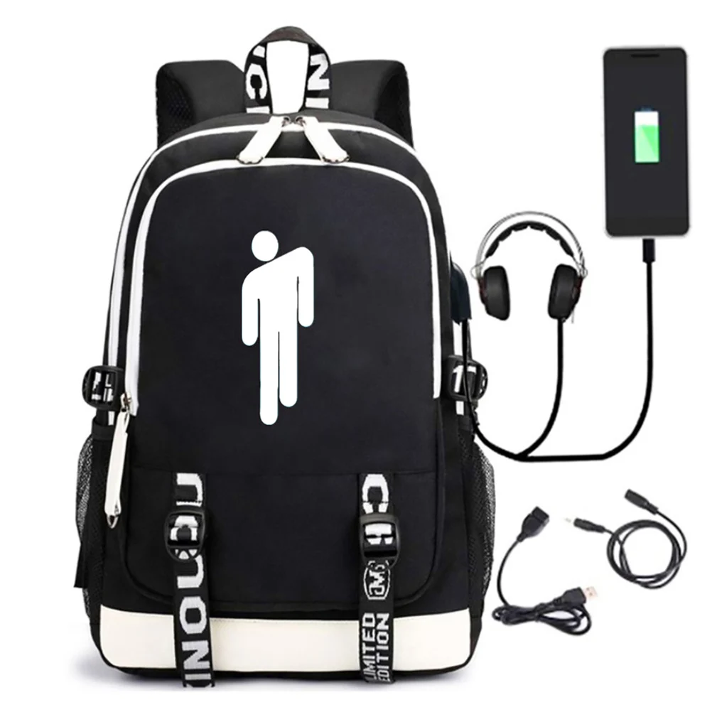 Billie Eilish Fans Luminous Backpack with USB Interface and Headphone Jack Large-capacity Backpack Port interface Students Bag
Billie Eilish Fans Luminous Backpack with USB Interface and Headphone Jack Large-capacity Backpack Port interface Students Bag