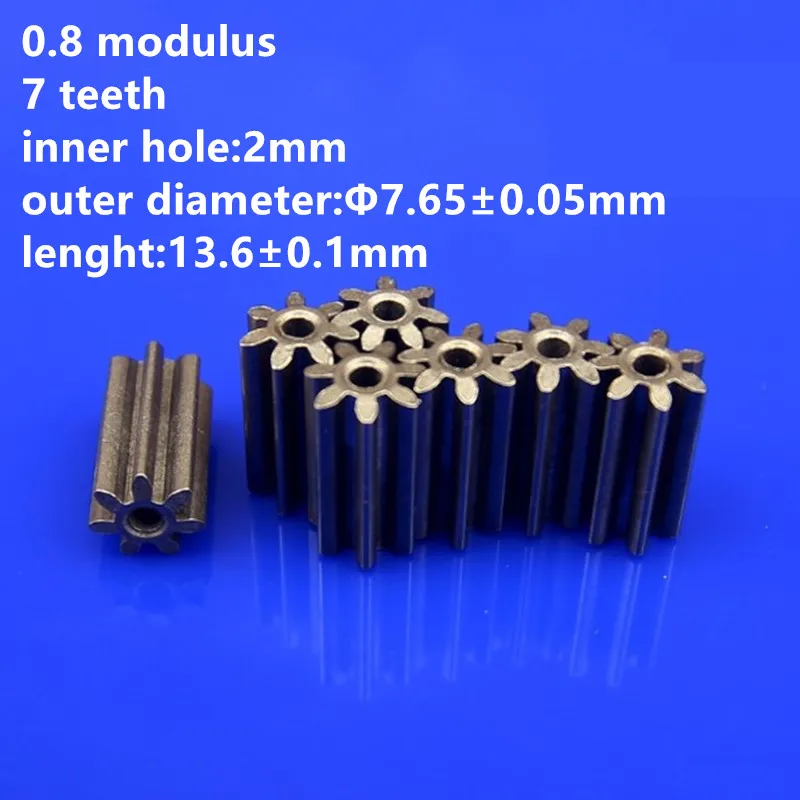 Фото 10pcs/lot 0.8 Modulus 7 Teeth Inner Bore 2mm Motor Gear for Model Accessories Metal | Обустройство дома