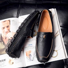 

Man Fashion Hand-sewn Casual Leather Shoes Hombre Concise Loafer Moccasin Male Breathable Flat Soft Driving Shoe Plus Size 38-46