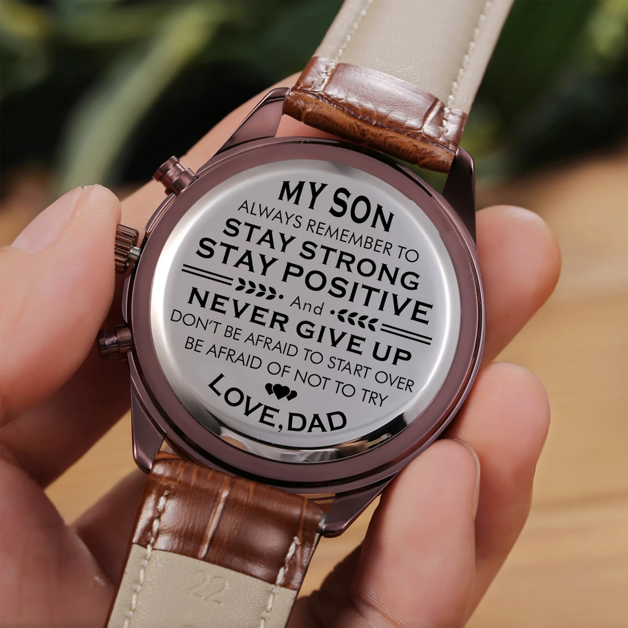 

Dad To My Son 2020 Hot Selling Engraved Watches Calendar 24-hours Seconds Dail Analog Men Watches Military Family Gifts