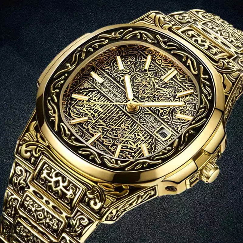 Fashion Business Men's Retro Watch Quartz Embossed Steel Band Watch Bronze Calendar Domineering Personality Net Red Male Relojes
Fashion Business Men's Retro Watch Quartz Embossed Steel Band Watch Bronze Calendar Domineering Personality Net Red Male Relojes