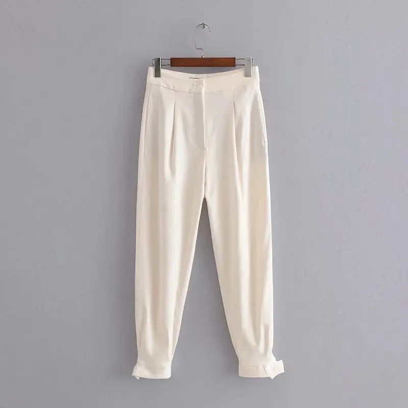 KZ232 Autumn Women's New Design Pleated Deco Slim Waist Small Cuff Leg Solid Color Pants Trousers
KZ232 Autumn Women's New Design Pleated Deco Slim Waist Small Cuff Leg Solid Color Pants Trousers