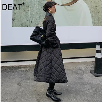 DEAT 2020 New Turn-down Collar Full Sleeves Plaided PU And Cotton Padded High Waist A-line Windbreaker WO37101 winter coat
DEAT 2020 New Turn-down Collar Full Sleeves Plaided PU And Cotton Padded High Waist A-line Windbreaker WO37101 winter coat