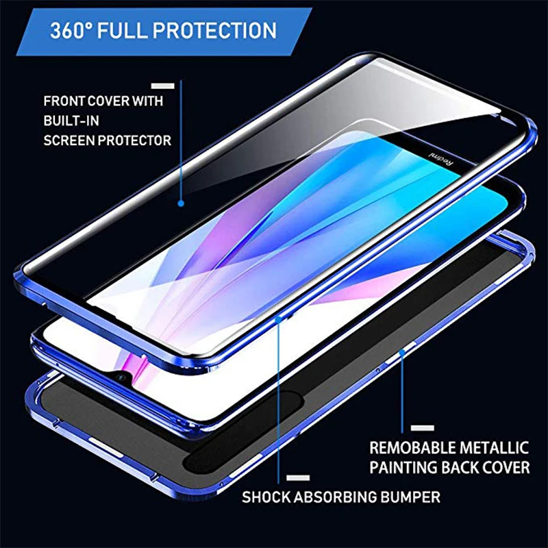 Tempered Glass Case For Xiaomi Redmi Note 8T Magnetic Phone redmi 8 8a 7 Pro Back Protective Cover note t 8pro | Мобильные телефоны