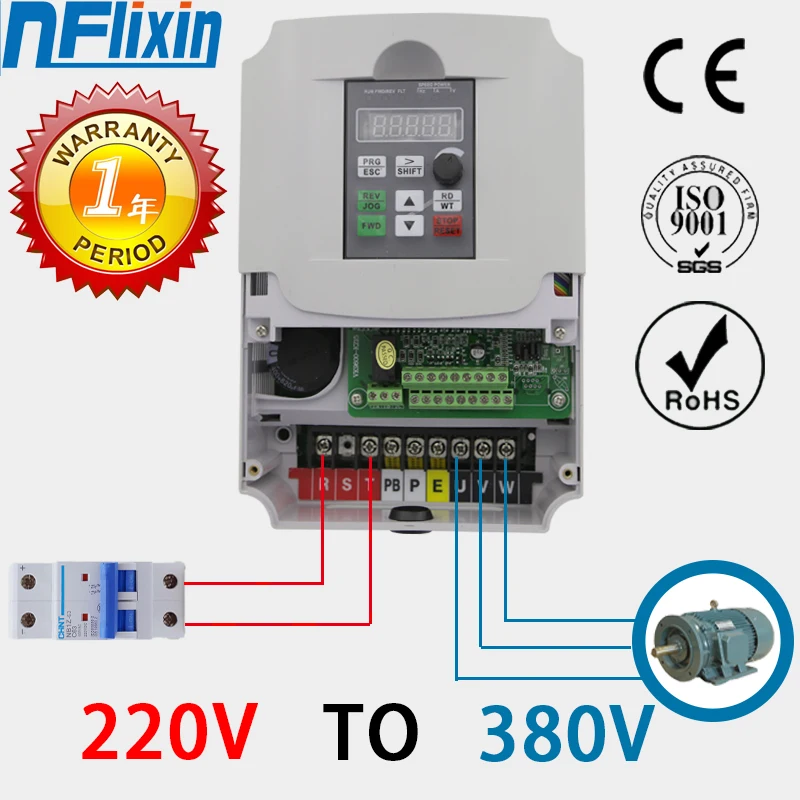 

5.5kw 7.5kw 220V to 380V VFD AC Frequency Inverter Single Phase Input 3 Phase Output Drives Frequency Converter