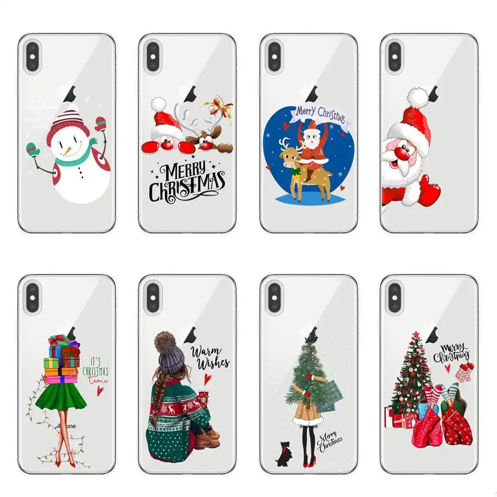 merry christmas girl santa claus elk snowman case for iphone xs