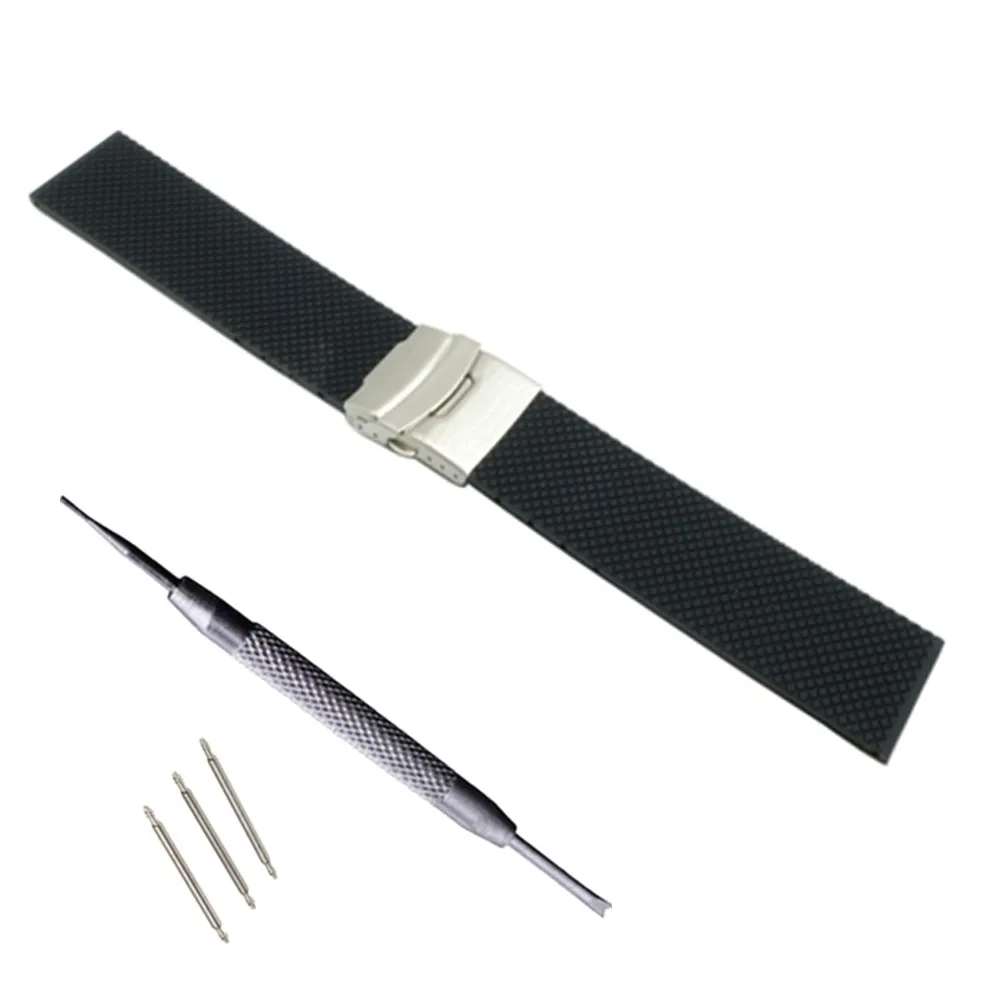 Фото New 20mm 22mm 24mm Silicone Rubber Watch band Watchband Bracelet For navitimer/avenger/Breitling strap DIY Replace | Наручные часы