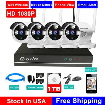 Eyedea 4 CH 1080P WiFi NVR 2.0MP Bullet Outdoor Waterproof Night Vision Phone View Motion Detet CCTV Security Camera System 1TB
Eyedea 4 CH 1080P WiFi NVR 2.0MP Bullet Outdoor Waterproof Night Vision Phone View Motion Detet CCTV Security Camera System 1TB