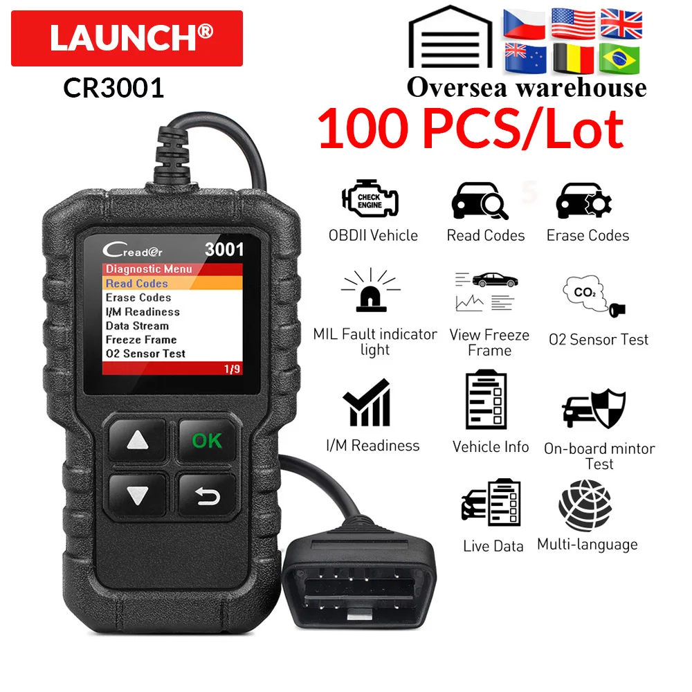 Launch X431 Creader 3001 OBD2 Automotive Scanner CR3001 Car Diagnostic Tool OBDII OBD 2 Code Reader Engine Scanner ELM327 NT200C
Launch X431 Creader 3001 OBD2 Automotive Scanner CR3001 Car Diagnostic Tool OBDII OBD 2 Code Reader Engine Scanner ELM327 NT200C