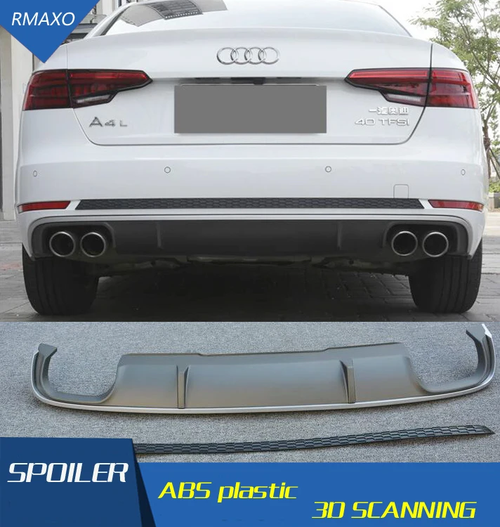 For Audi A4 S4 Body kit spoiler 2017-2019 RS4 ABS Rear lip rear front Bumper Diffuser Bumpers Protector | Автомобили и мотоциклы