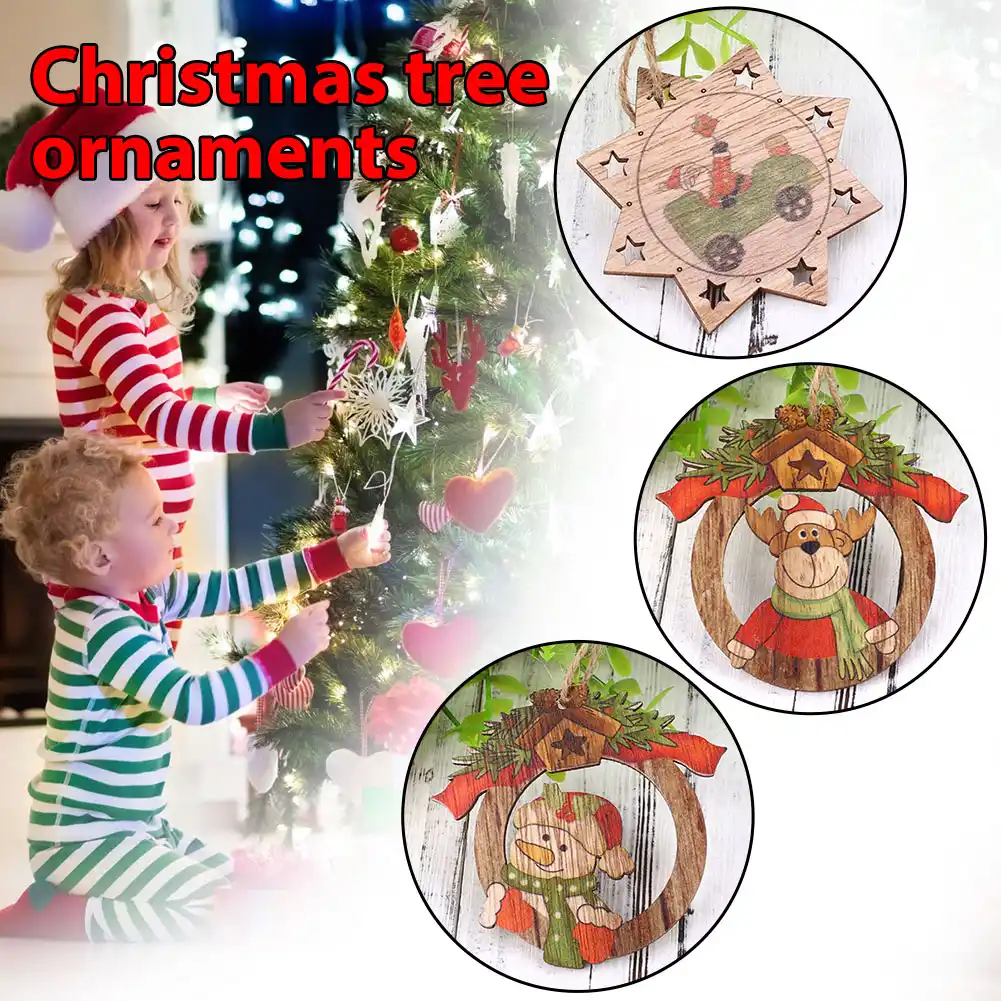 christmas tree santa claus elk snowman wood festival xmas decor