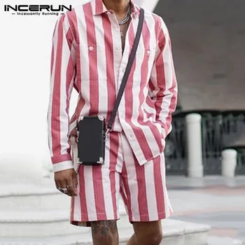 INCERUN Fashion Men Sets Striped 2 Pieces Long Sleeve Pockets Shirts Elastic Waist Shorts Men Suits Streetwear Casual Sets S-5XL
INCERUN Fashion Men Sets Striped 2 Pieces Long Sleeve Pockets Shirts Elastic Waist Shorts Men Suits Streetwear Casual Sets S-5XL