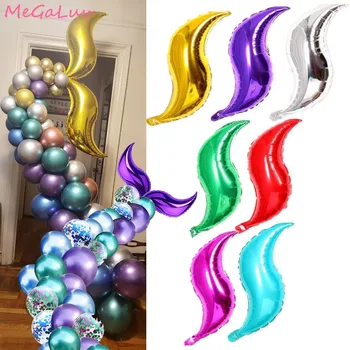 18 Inch S-shaped Foil Balloon DIY Mermaid Tail Inflatable Air Balllons Kids Birthday Mermaid Party Supplies Wedding Decorations