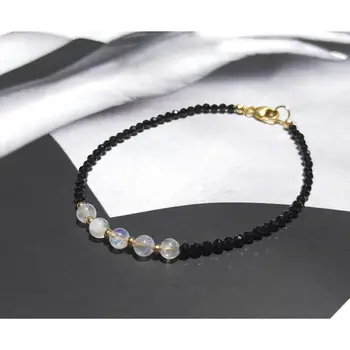 Lii Ji Natural 3mm Moonstone With 2mm Black Spinel American 14K Gold Filled Bracelet
Lii Ji Natural 3mm Moonstone With 2mm Black Spinel American 14K Gold Filled Bracelet