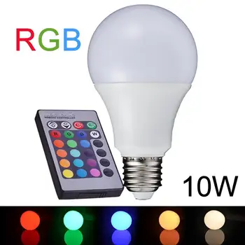 NEW E27 10W RGB LED Lamp 110V 220V 16 Color Change RGB LED Bulb Light Lampe Remote Control RGB Lampara Bombillas LED
NEW E27 10W RGB LED Lamp 110V 220V 16 Color Change RGB LED Bulb Light Lampe Remote Control RGB Lampara Bombillas LED