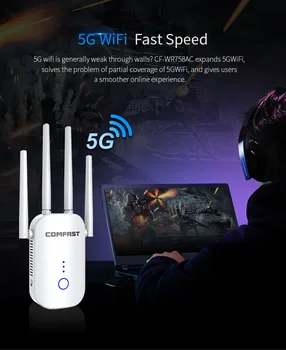 WiFi Long Range Extender Repeater 1200Mbps Signal Booster 2.4G + 5Ghz Dual Band wifi Amplifier Repeater/Wireless Access Point
WiFi Long Range Extender Repeater 1200Mbps Signal Booster 2.4G + 5Ghz Dual Band wifi Amplifier Repeater/Wireless Access Point