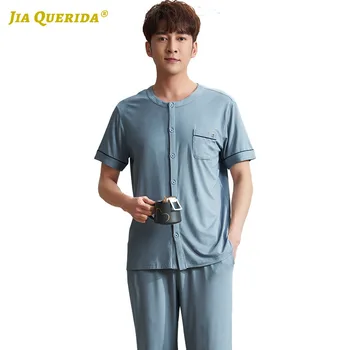 Summer Fashion Style Short Sleeve Long Pants Casual Style Man Clothes Sleepwear Crew Neck Modal Front Pocket Blue Pajamas Set
Summer Fashion Style Short Sleeve Long Pants Casual Style Man Clothes Sleepwear Crew Neck Modal Front Pocket Blue Pajamas Set
