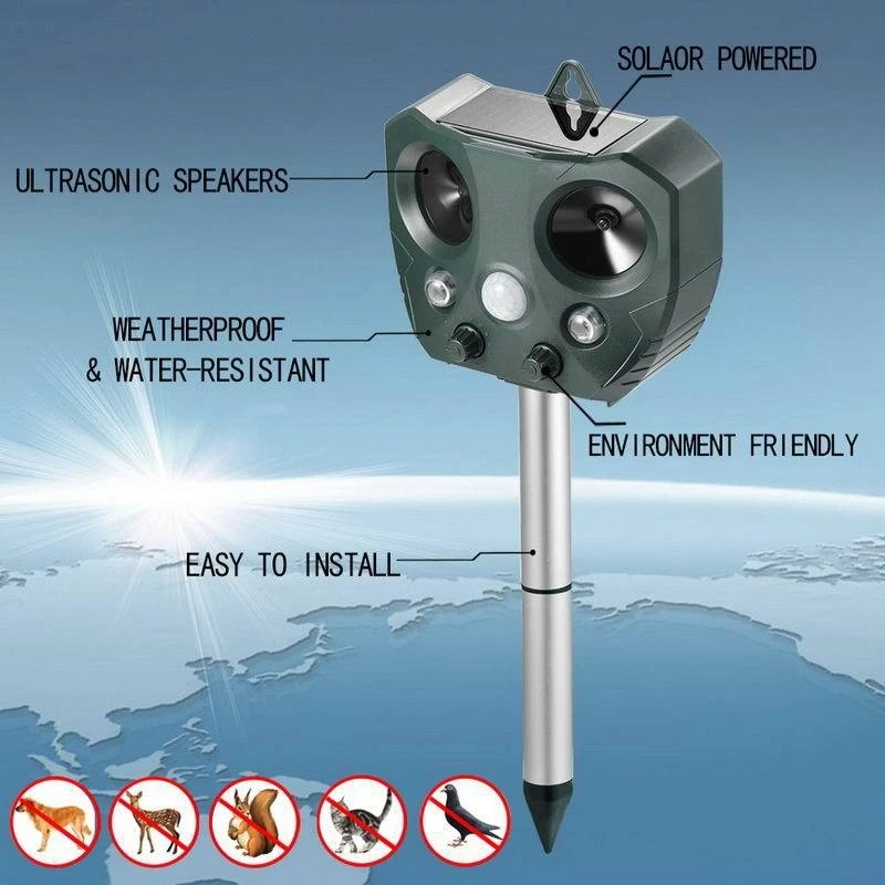 Outdoor Solar Power Ultrasonic Pest Repeller Garden Mole Repellent Mole Snake Bird anti Mosquito Mouse killer Control Garden Yar
Outdoor Solar Power Ultrasonic Pest Repeller Garden Mole Repellent Mole Snake Bird anti Mosquito Mouse killer Control Garden Yar