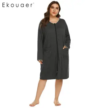 Ekouaer Women Plus Size Nightgown Soft Solid Long Sleeve Front Zipper Pockets Robe Nightwear Sleepwear Loungewear Dress
Ekouaer Women Plus Size Nightgown Soft Solid Long Sleeve Front Zipper Pockets Robe Nightwear Sleepwear Loungewear Dress