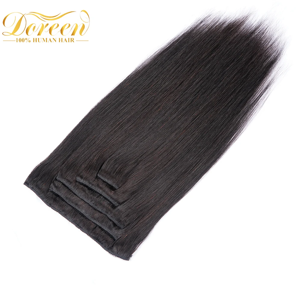 Прямые человеческие волосы для наращивания Doreen 160 г 200 240 10 шт. от 16 до 24 дюймов|clip in