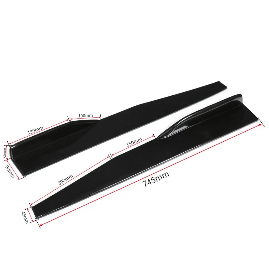 2 Pieces 75cm Car Auto Body Kit Side Skirts Extension Splitter Moulding Trim
