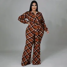 Plus Size 4XL Jumpsuits for Women Sexy V Neck Long Sleeve Plaid Bodycon Overalls Wide Leg Pants Bodysuit for Ladies Office Party
Plus Size 4XL Jumpsuits for Women Sexy V Neck Long Sleeve Plaid Bodycon Overalls Wide Leg Pants Bodysuit for Ladies Office Party